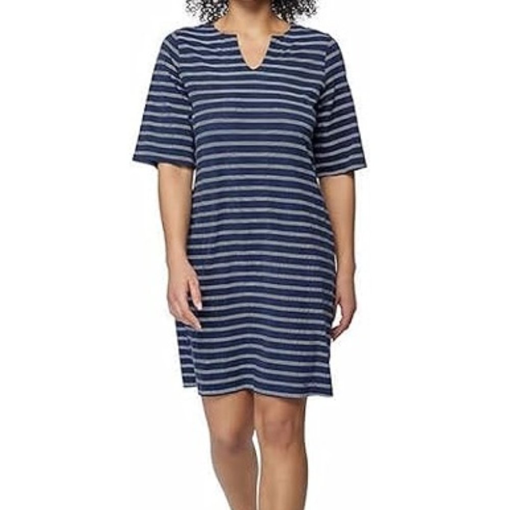 NWT Hang Ten Women's UPF 50+ Beach Dress Cover Up Navy Stripe Size S $70 8D025